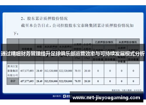 通过精细财务管理提升足球俱乐部运营效率与可持续发展模式分析