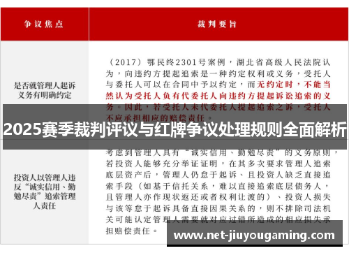 2025赛季裁判评议与红牌争议处理规则全面解析